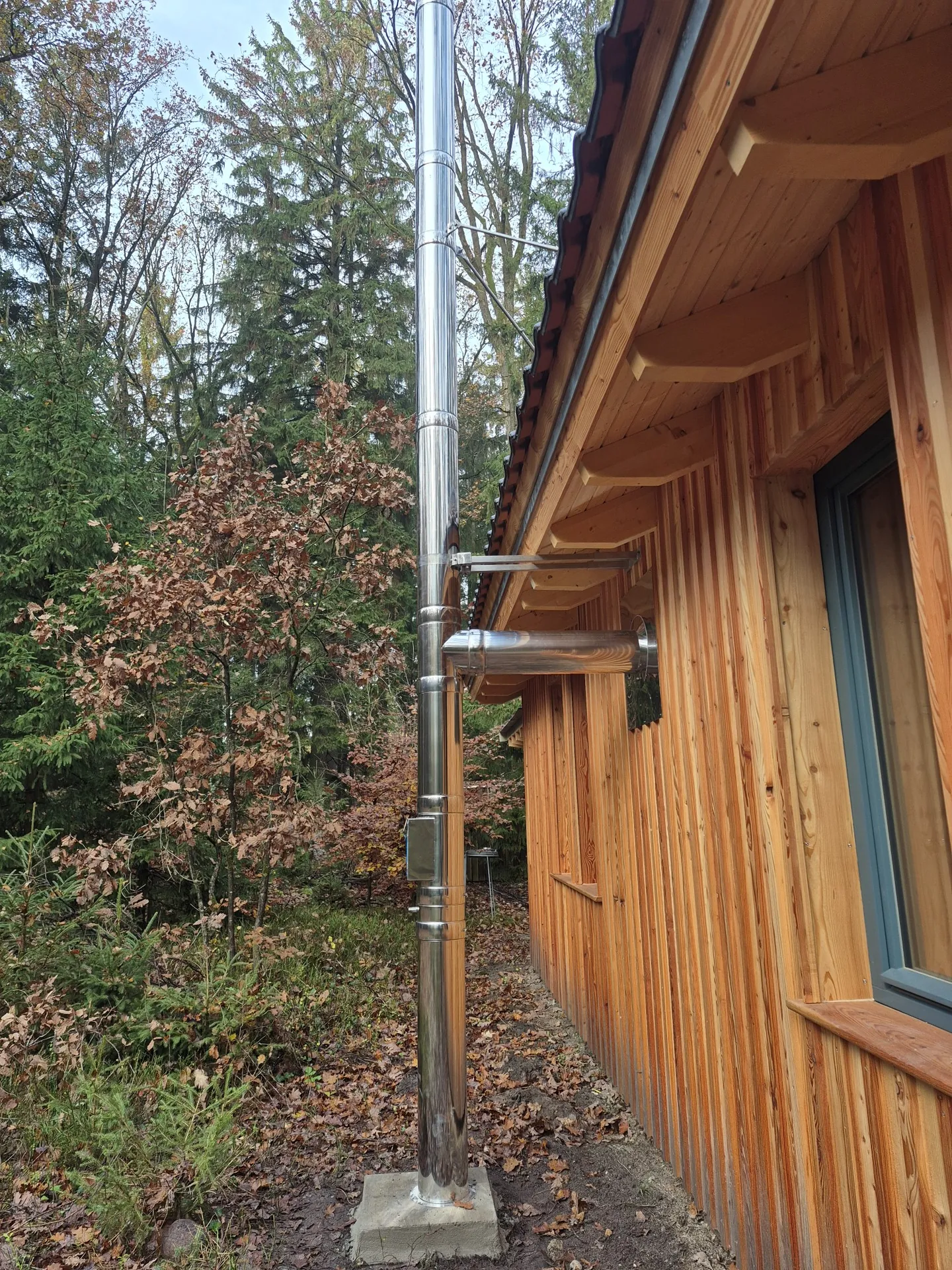 External chimney on a timber house